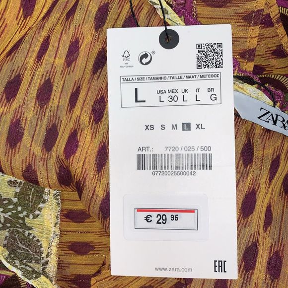 ZARA PRINTED HALTER TOP SIZE L Chiffon Hippie Peplum Layered low cut back Multi - Picture 8 of 12